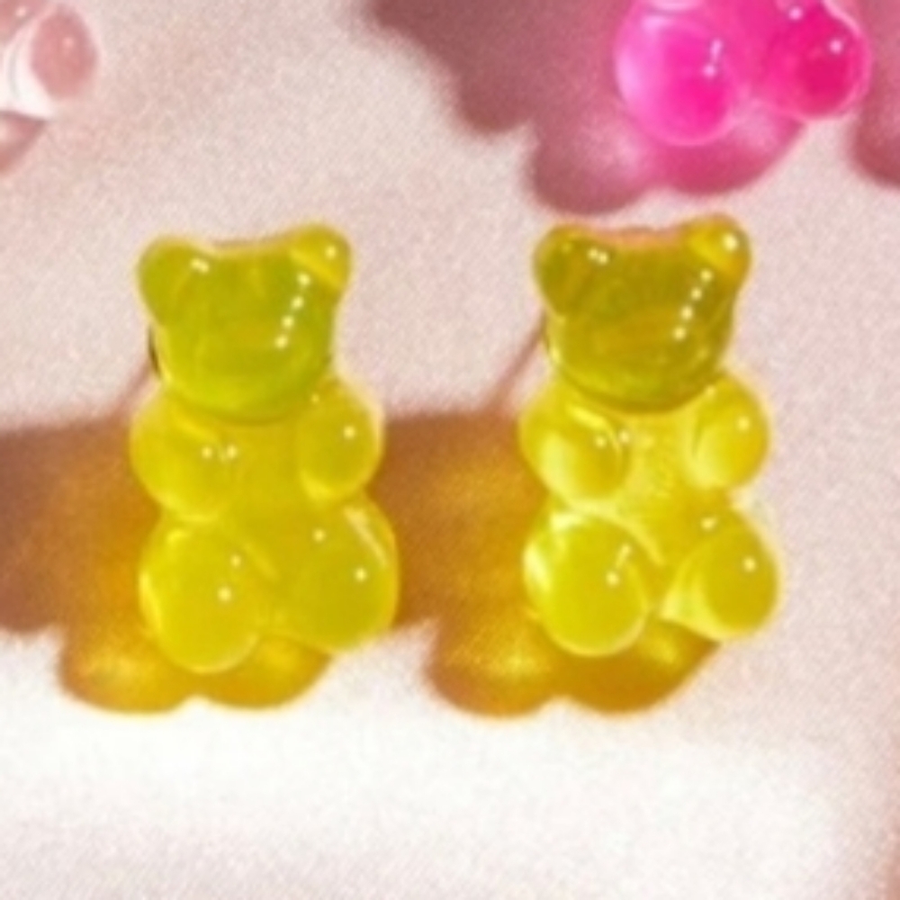 CUTE Yellow Teddy Bear Gummy Earrings Cute Earrings for all ages NEW